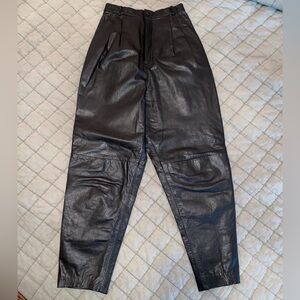 Avanti Vintage High Waisted Black Genuine Leather Pants 80s size 3-4